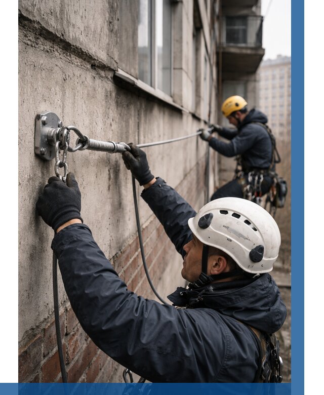 Монтаж анкерных линий в Чебоксарах от 3085 р. | ВЫСОТНИК-Чбк