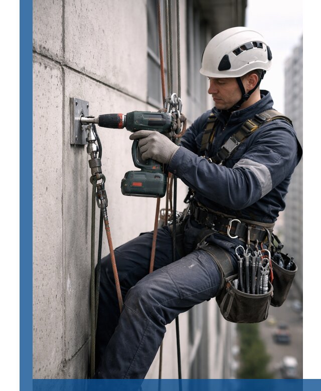 Установка анкерных точек для высотных работ в Чебоксарах