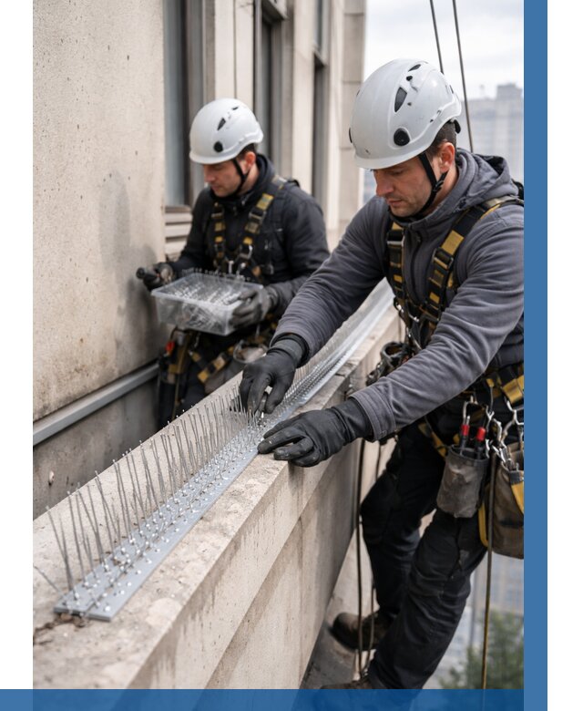 Установка шипов от птиц в Чебоксарах от 874 р. | ВЫСОТНИК-Чбк