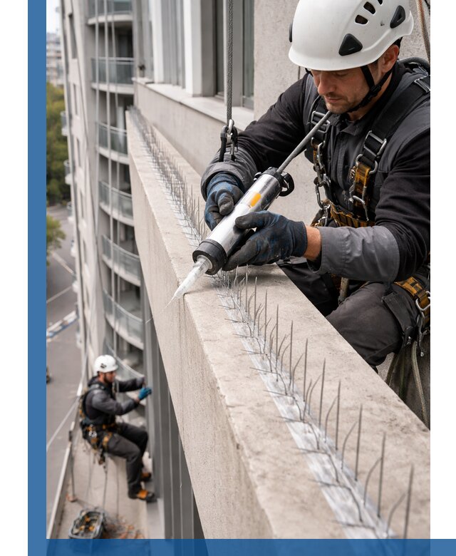 Установка шипов от птиц на фасадах и кровлях в Чебоксарах